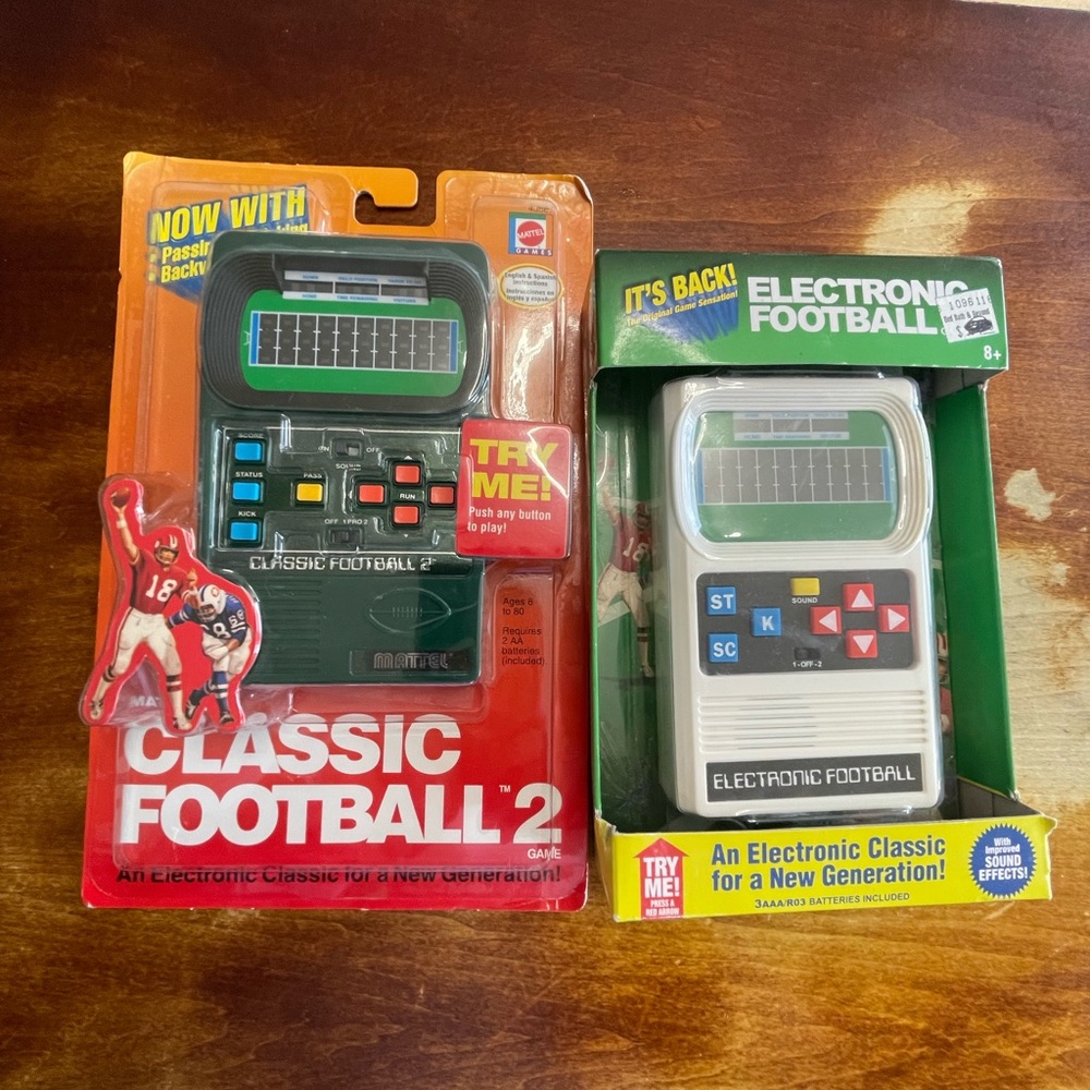 Vintage NIB Mattel/Basic Fun  Electronic Football Handheld Games Green and White